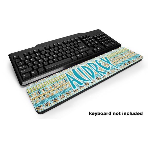 Custom Abstract Teal Stripes Keyboard Wrist Rest (Personalized)