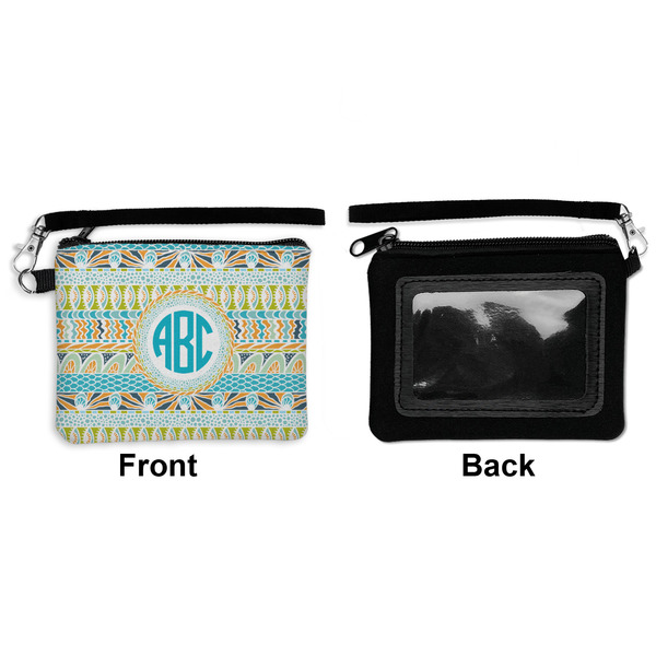 Abstract Teal Stripes Wristlet ID Cases - Front & Back