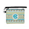 Abstract Teal Stripes Wristlet ID Case w/ Monogram