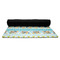 Abstract Teal Stripes Yoga Mat Rolled up Black Rubber Backing