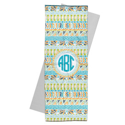 Abstract Teal Stripes Yoga Mat Towel (Personalized)