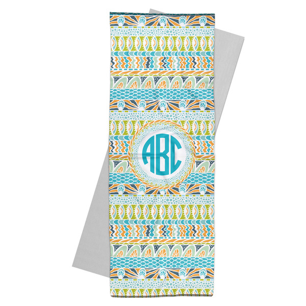 Custom Abstract Teal Stripes Yoga Mat Towel (Personalized)