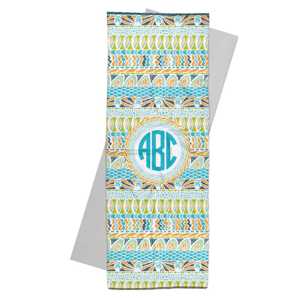 Custom Abstract Teal Stripes Yoga Mat Towel (Personalized)