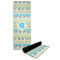 Abstract Teal Stripes Yoga Mat with Black Rubber Back Full Print View