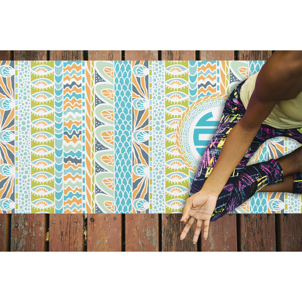 Abstract Teal Stripes Yoga Mats - LIFESTYLE