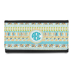 Abstract Teal Stripes Leatherette Ladies Wallet (Personalized)