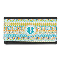 Abstract Teal Stripes Leatherette Ladies Wallet (Personalized)