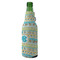 Abstract Teal Stripes Zipper Bottle Cooler - ANGLE (bottle)