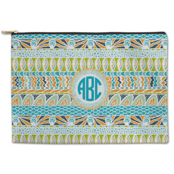 Abstract Teal Stripes Zipper Pouch (Personalized)