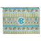 Abstract Teal Stripes Zipper Pouch Large (Front)