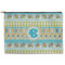 Abstract Teal Stripes Zipper Pouch - Large - 12.5"x8.5" (Personalized)