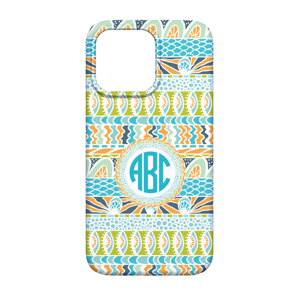 Abstract Teal Stripes iPhone 13 Case - Back