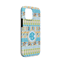 Abstract Teal Stripes iPhone Case - Rubber Lined - iPhone 13 Mini (Personalized)