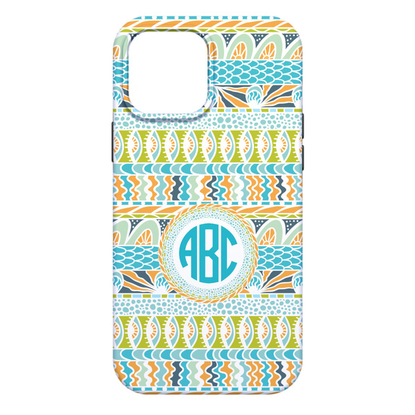 Abstract Teal Stripes iPhone 13 Pro Max Tough Case - Back