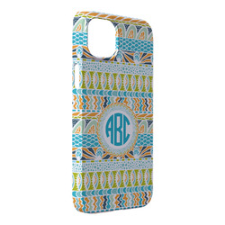 Abstract Teal Stripes iPhone Case - Plastic - iPhone 14 Plus (Personalized)
