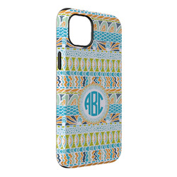 Abstract Teal Stripes iPhone Case - Rubber Lined - iPhone 14 Plus (Personalized)