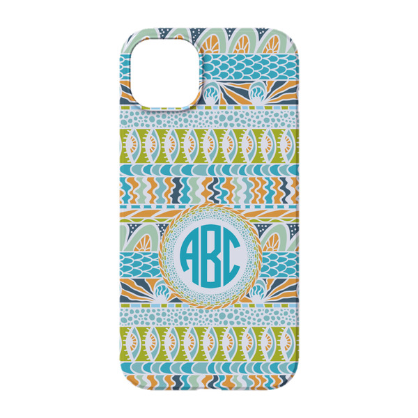 Abstract Teal Stripes iPhone 14 Pro Case - Back