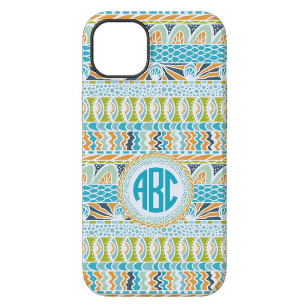 Abstract Teal Stripes iPhone 14 Pro Max Tough Case - Back