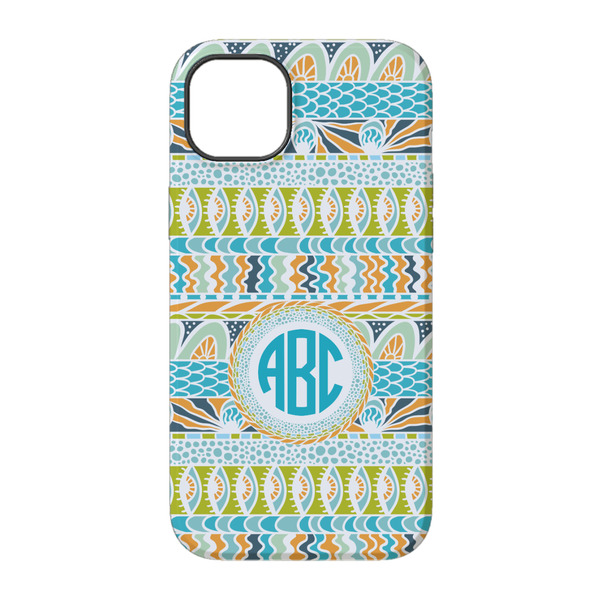 Abstract Teal Stripes iPhone 14 Pro Tough Case - Back