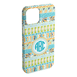 Abstract Teal Stripes iPhone Case - Plastic - iPhone 15 Plus (Personalized)