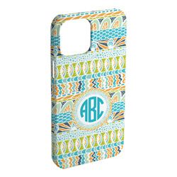 Abstract Teal Stripes iPhone Case - Plastic - iPhone 15 Pro Max (Personalized)