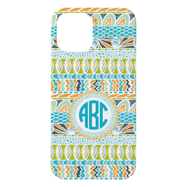 Abstract Teal Stripes iPhone 15 Pro Max Case - Back