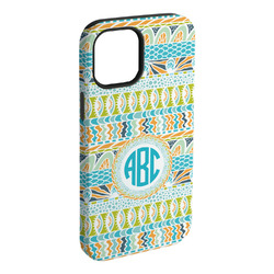 Abstract Teal Stripes iPhone Case - Rubber Lined (Personalized)