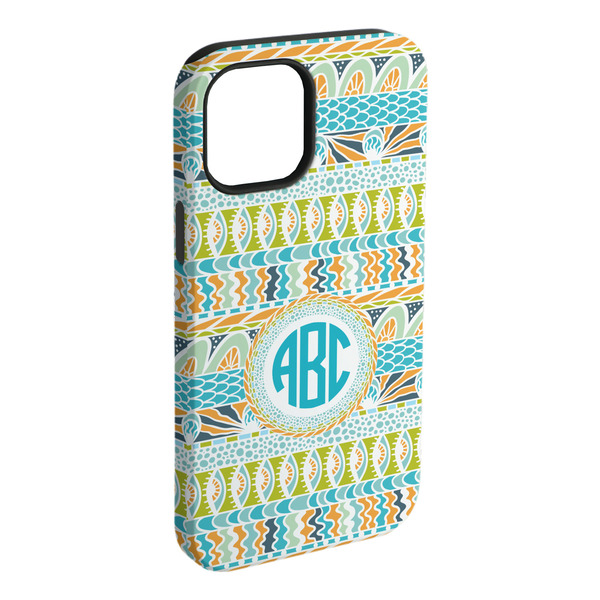 Custom Abstract Teal Stripes iPhone Case - Rubber Lined (Personalized)
