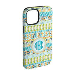 Abstract Teal Stripes iPhone Case - Rubber Lined - iPhone 15 Pro (Personalized)