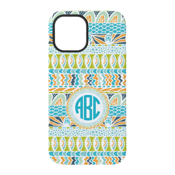 Abstract Teal Stripes iPhone 15 Pro Tough Case - Back