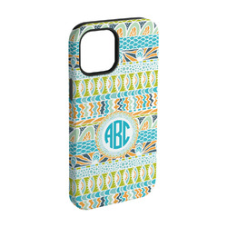 Abstract Teal Stripes iPhone Case - Rubber Lined - iPhone 15 (Personalized)