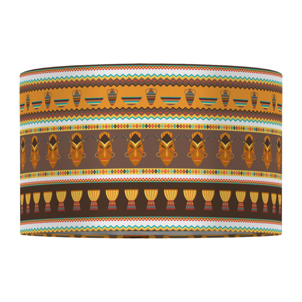 African Masks 12" Drum Lampshade - FRONT (Fabric)