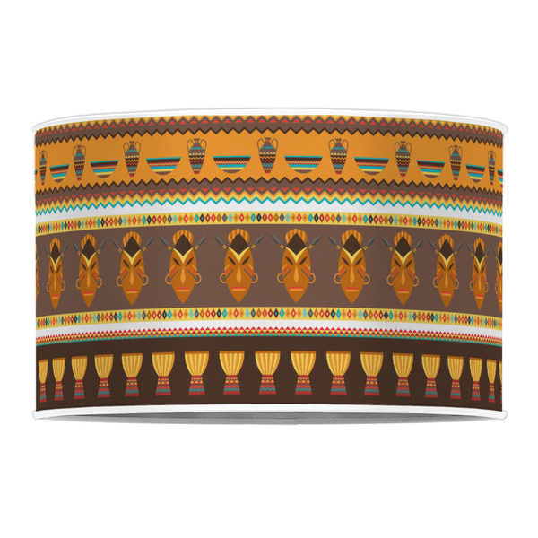 African Masks 12" Drum Lampshade - FRONT (Poly Film)