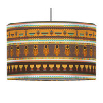 African Masks 12" Drum Pendant Lamp - Fabric