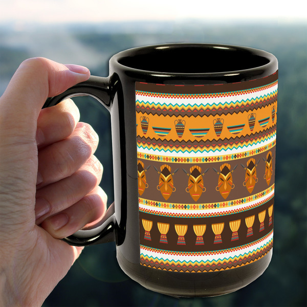 African Masks 15oz. Black Mug - LIFESTYLE