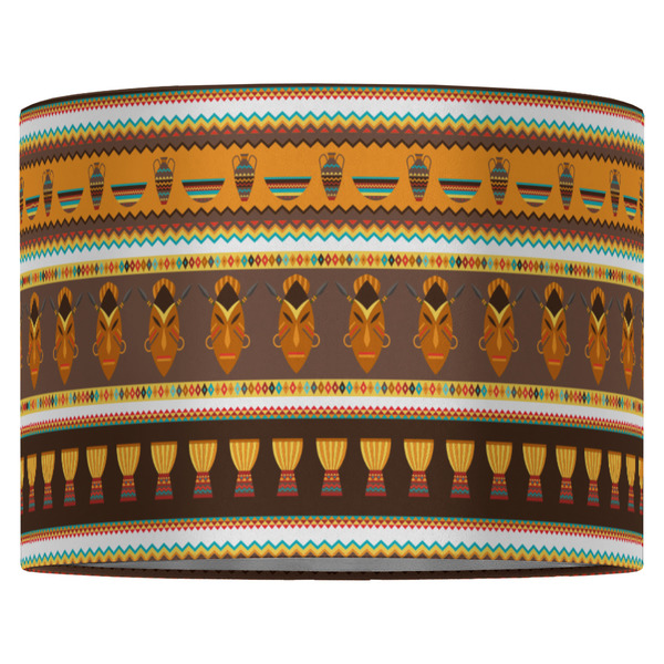African Masks 16" Drum Lampshade - FRONT (Fabric)