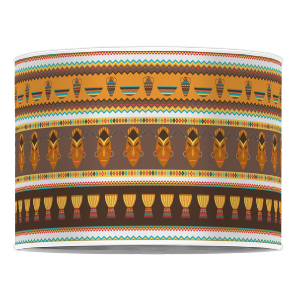 African Masks 16" Drum Lampshade - FRONT (Poly Film)