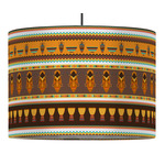 African Masks 16" Drum Pendant Lamp - Fabric