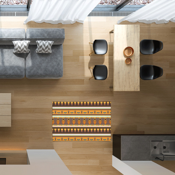 African Masks 2'x3' Indoor Area Rugs - IN CONTEXT