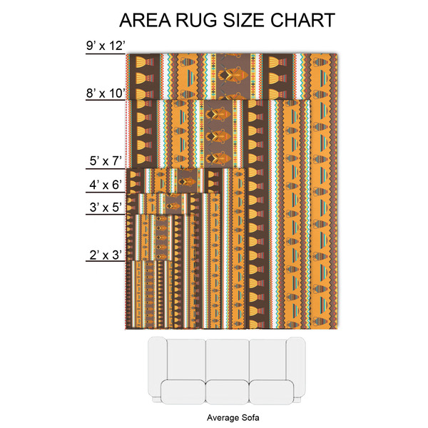 African Masks 2'x3' Indoor Area Rugs - Size Chart