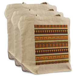 African Masks Reusable Cotton Grocery Bags - Set of 3