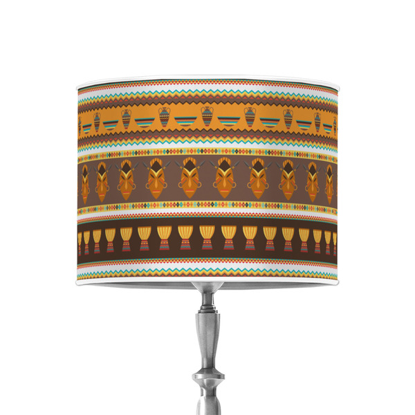 African Masks 8" Drum Lampshade - ON STAND (Poly Film)