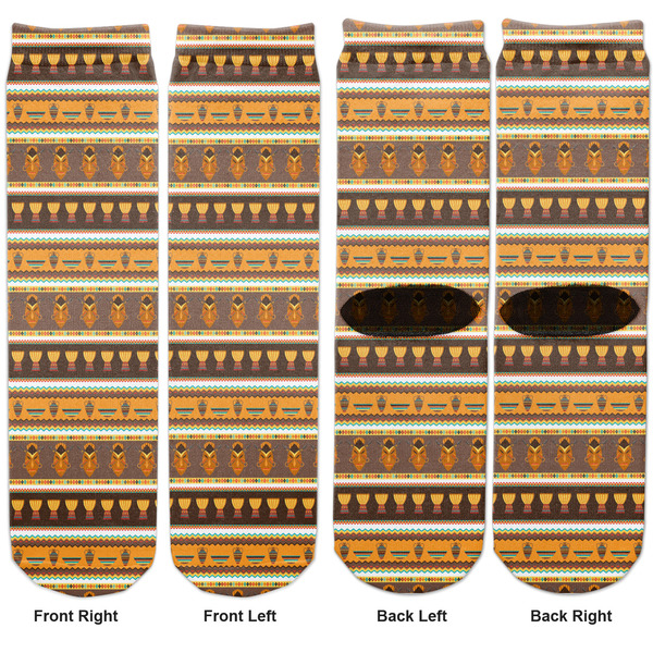 African Masks Adult Crew Socks - Double Pair - Front and Back - Apvl