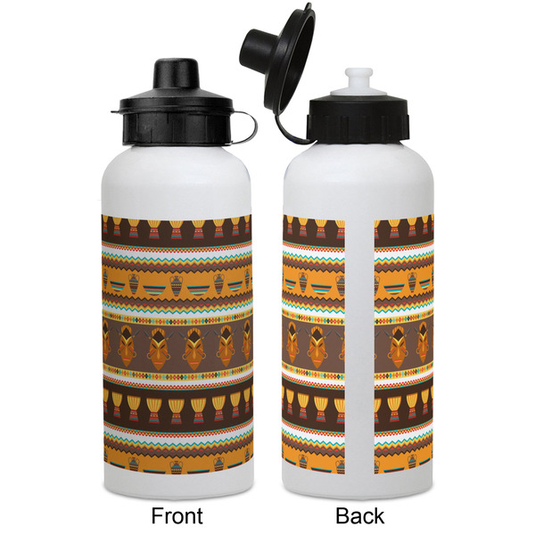 African Masks Aluminum Water Bottle - White APPROVAL