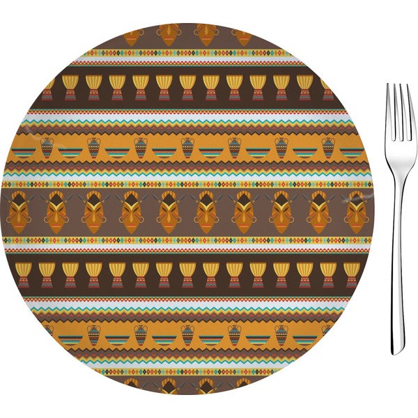 Custom African Masks Glass Appetizer / Dessert Plate 8"