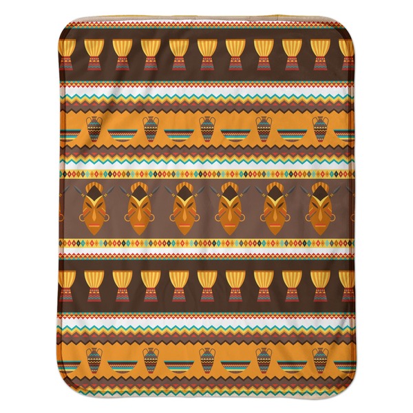 African Masks Baby Sherpa Blanket - Flat