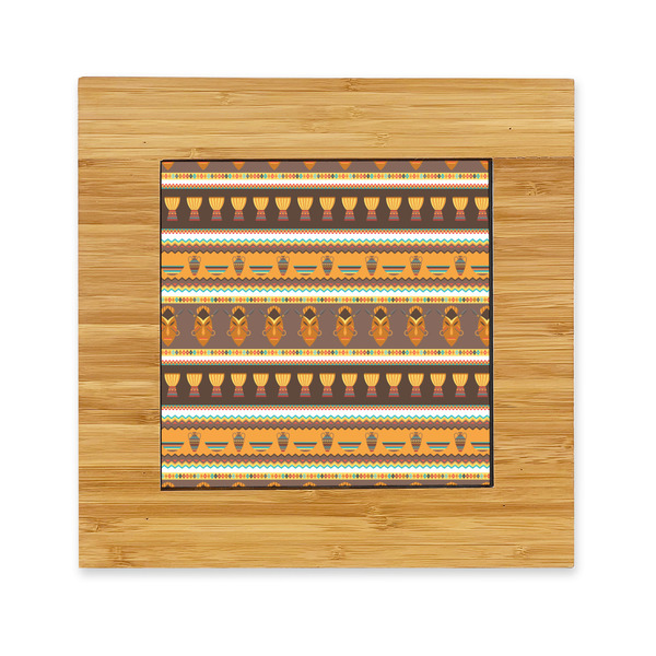 Custom African Masks Bamboo Trivet with Ceramic Tile Insert