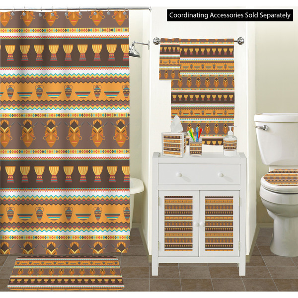 African Masks Bathroom Scene