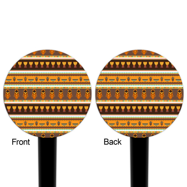 African Masks Black Plastic 4" Food Pick - Round - Double Sided - Front & Back