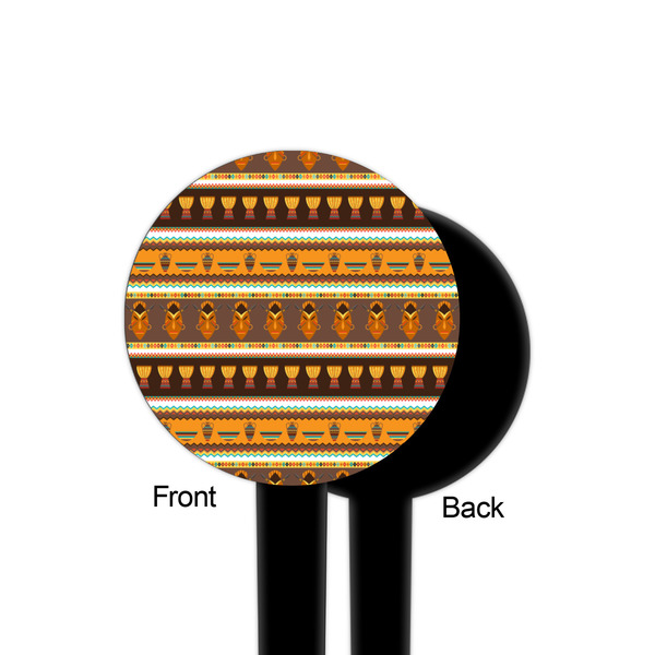 African Masks Black Plastic 4" Food Pick - Round - Single Sided - Front & Back